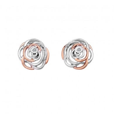 Eternal Rose Stud Earrings - Rose Gold Accents