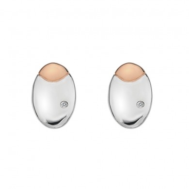 Lunar Eclipse Oval Studs - Rose Gold Plated Accents