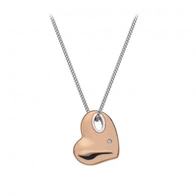 Lunar Pebble Heart Pendant - Rose Gold Plated Accents