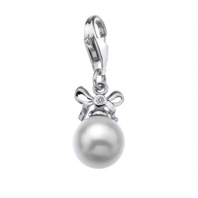 Bridesmaid Silver & White Pearl Charm