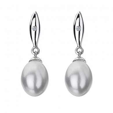 Diamonds & Pearls White Long Drop Earrings