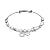 Emozioni Silver Plate Faux Mother of Pearl Bangle