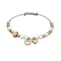 Emozioni Yellow Gold Plate Faux Mother of Pearl Bangle