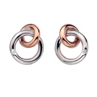 Eternity Silver & 18ct Rose Gold Vermeil Interlocking Stud Earrings